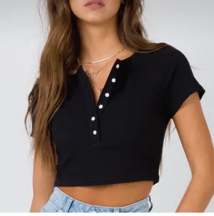 Princess Polly Black Button Short Sleeve thumbnail 1