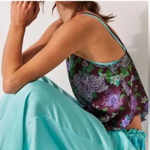 NWOT Free People Intimately It's That Simple Tank in Floral Rose Print Sz L thumbnail 3