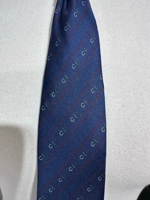 Vintage Charles Jourdan Paris Silk Tie Blue Office Luxury Designer Neck Tie thumbnail 4