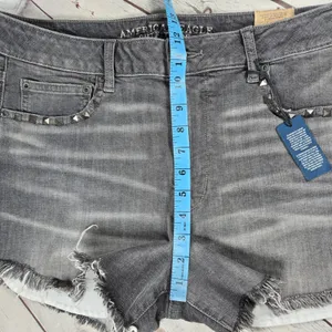 American Eagle‎ Vintage Hi-Rise Festival Shorts Grey Studded Denim Size 14 NWT thumbnail 11