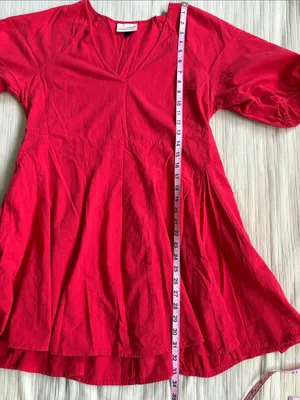 Universal Threads Red V-Neck Fit & Flare Dress thumbnail 5