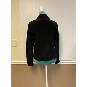 Y2K‎ Dress Barn Black Suede Leather Jacket Women’s Small Snap Front Boho Western thumbnail 6