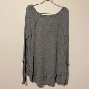 Free People Laguna Thermal Size Medium Gray Long Sleeve Top thumbnail 6