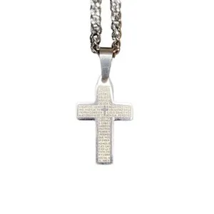 Cross Pendant Necklace Plated Silver Tone 24" Long thumbnail 2