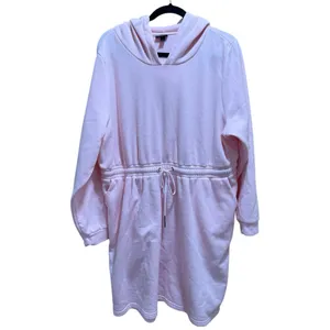 Torrid Light Pink Fleece Hoodie Dress Mini Drawstring Waist Size 2 (2X) thumbnail 3