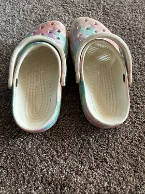 CROCS' Glitter Tie-Dye Clogs in Pink, Teal & Gold thumbnail 2
