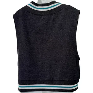 Urban Outfitters Navy Blue Green Badminton Embroidery Cropped Jersey Vest Size M thumbnail 8