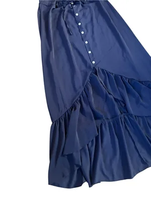 Stunning Navy Blue Maxi Dress with Ruffle Hem thumbnail 4