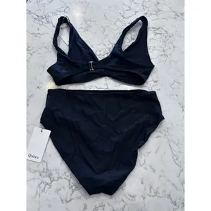 NWT Quince Black Italian Plunge Bikini Top & High Rise Bottoms Size Medium thumbnail 2