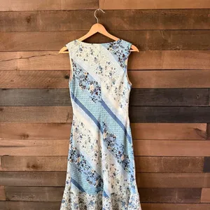 Vintage Breakin Loose Blue Patchwork Floral Midi Dress Cottagecore Y2K thumbnail 8