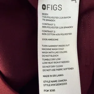 FIGS Zamora Jogger Scrub Pants Womens XS Burgundy‎ Maroon thumbnail 6