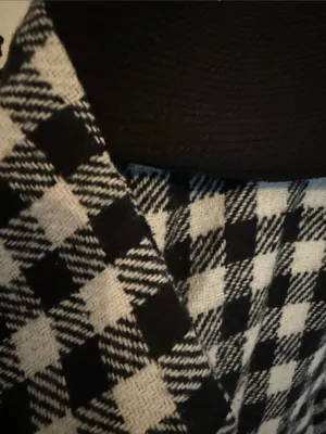 BloomChic Black and White Plaid Double-Breasted Pea Coat thumbnail 8