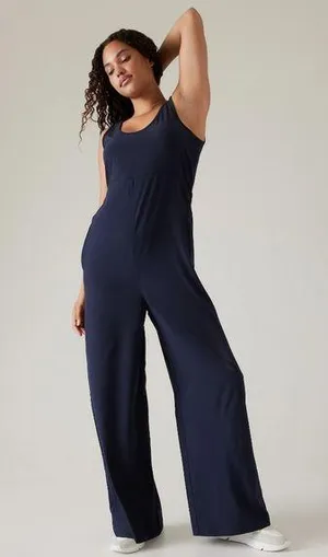 NWT Athleta Passenger Jumpsuit navy blue color Size Small thumbnail 1