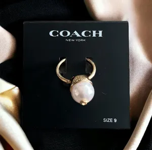 Coach Gold Pearl Ring with Signature “C” Size 9 New w/Tag thumbnail 1
