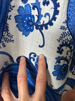 White closet elements white blue boho cottage paisley wrap Midi dress L thumbnail 13