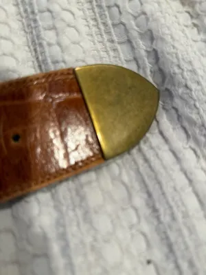 Forenza Vintage Genuine Leather Embossed Brown Belt with Brass Hardware Size L thumbnail 5