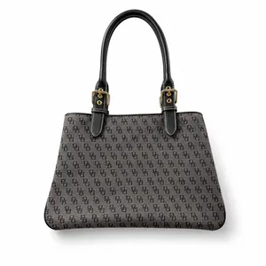 Dooney & Bourke Signature Monogram Jacquard Satchel Gray‎ Black Shoulder Bag thumbnail 2