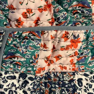 Quilted Floral Boho Cropped Jacket XL Blue thumbnail 6