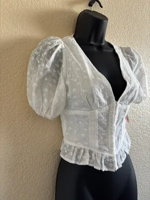 Altar'd State White Ellerie Embroidered Corset Top NWT thumbnail 6