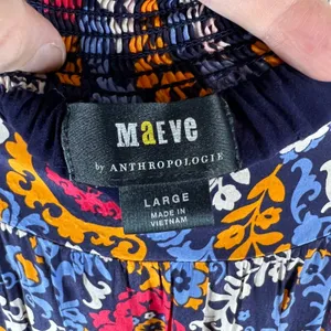 Maeve Anthropologie Floral Paisley Tiered Mini Skirt Navy Pink Orange‎ Large thumbnail 4