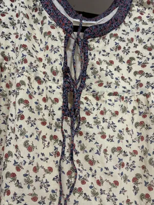 Roller Rabbit Womens Aidan Dress L Multi-Color Floral Long Sleeve Cotton thumbnail 4