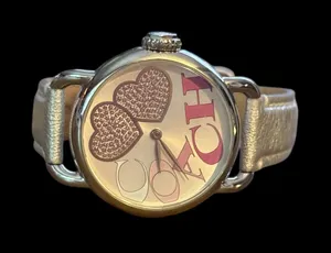 Coach Hampton silver leather strap watch thumbnail 1