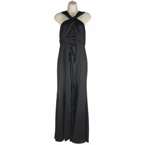 ASTR Georgiana Halter Neck Maxi Dress Black Satin Size S thumbnail 5