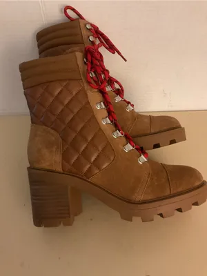 Nine West women platform Brown Suede leather Combat unite Boots US 8 thumbnail 11