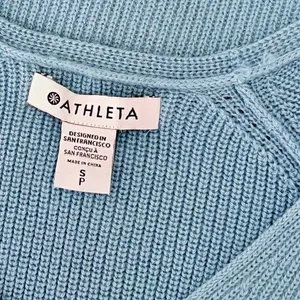 ATHLETA Hanover Refined Merino Wool V-Neck Sweater Solid Heron Blue Knit Small thumbnail 9