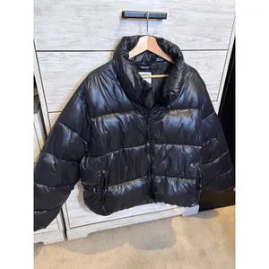 Old Navy Womens XL Shiny Black Puffer Jacket Quilted Zip Up Stand Collar Coat thumbnail 3