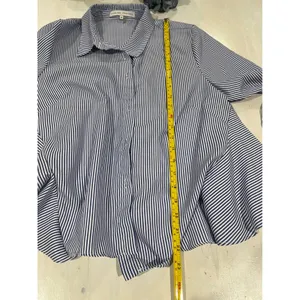 English Factory‎ Striped Blouse Ruffle Back Long Sleeve Shirt Size M thumbnail 5