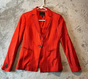 Banana Republic Orange Blazer Jacket Single Button Tailored Fit Fringe Trim SZ 0 thumbnail 1