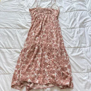 Abercrombie & Fitch Floral Linen Blend Maxi Dress Terracotta XLT Cottagecore thumbnail 9