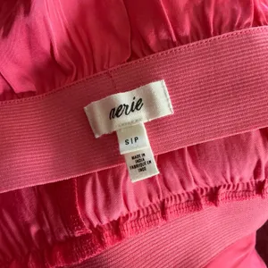 Aerie Hot Pink Satin Maxi Skirt Mermaid Ruffle Lace Trim Elastic Waist Small thumbnail 4