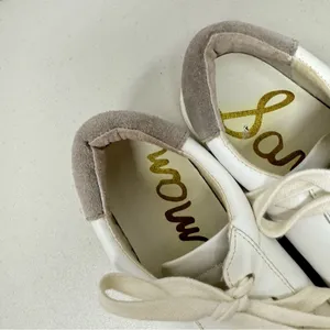 Sam Edelman White Leather Lace Up Sneakers Womens 8.5 Comfort Shoes Classic thumbnail 3