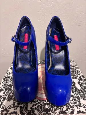 Pleaser Heels Bordello Women's Blue Mary Jane Platform Pumps thumbnail 2