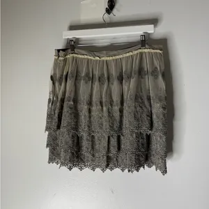 garnet hill‎ Tiered Ruffle Tulle Grey Mini Skirt Size 14 thumbnail 2
