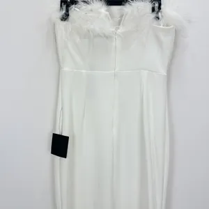 Lulus Extraordinary Glam White Feather Strapless Mermaid Maxi Dress Medium NWT thumbnail 9