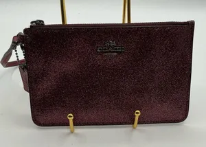 A Rare HTF Vintage Sparkling Burgundy Glitter Coach New York Zip Wristlet thumbnail 2