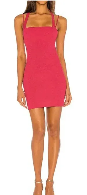 NBD by Revolve Women's Small Pink Xtina Ribbed Mini Dress v6x thumbnail 1