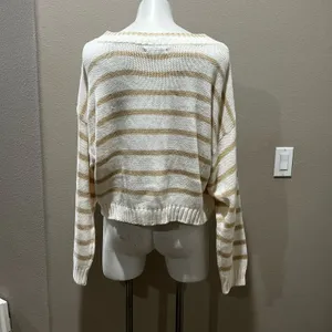 American Eagle beige striped pullover sweater thumbnail 4