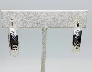 Stamped Sterling Silver 925 Women’s Hoop Earrings ❤️ Aretes Argolla de Mujer thumbnail 4