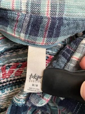 Tokyo Darling Top Woman’s Multicolor Western Tartan Flannel Boho Button Up small thumbnail 4
