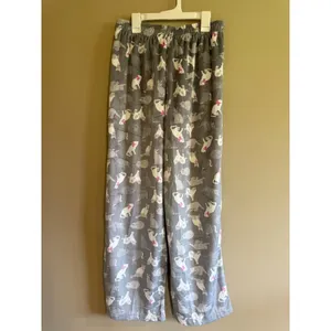 Karen Neuburger Womens Grey Cat‎ Print Fleece Pajama Set Long Sleeve RZ0029M M thumbnail 4