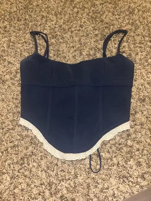 Edikted Top Corset and skirt set navy and white thumbnail 4