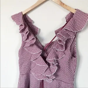 WAYF Gingham Ruffle Hem Mini Dress Medium Cottagecore Summer Picnic NWOT thumbnail 6