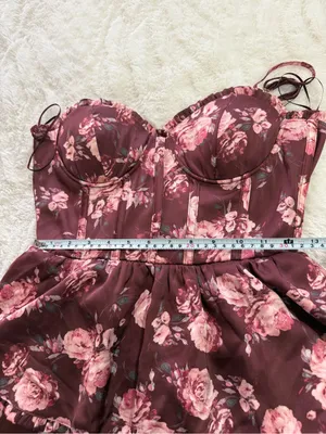 Altar’d State Stellini Wine Floral Corset Maxi Dress Small thumbnail 11