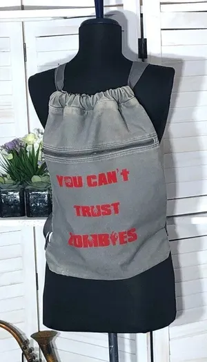 Y2K Goth Grunge Gray Canvas Backpack thumbnail 1