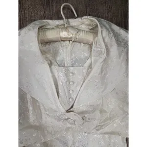 Vintage 1950s Brocade Antique Wedding Bride Dress with Jacket Small Cream Ivory thumbnail 3