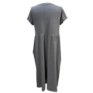 Universal Thread L Gray Slub Knit Midi Babydoll Dress Short Sleeve Pockets Soft thumbnail 4